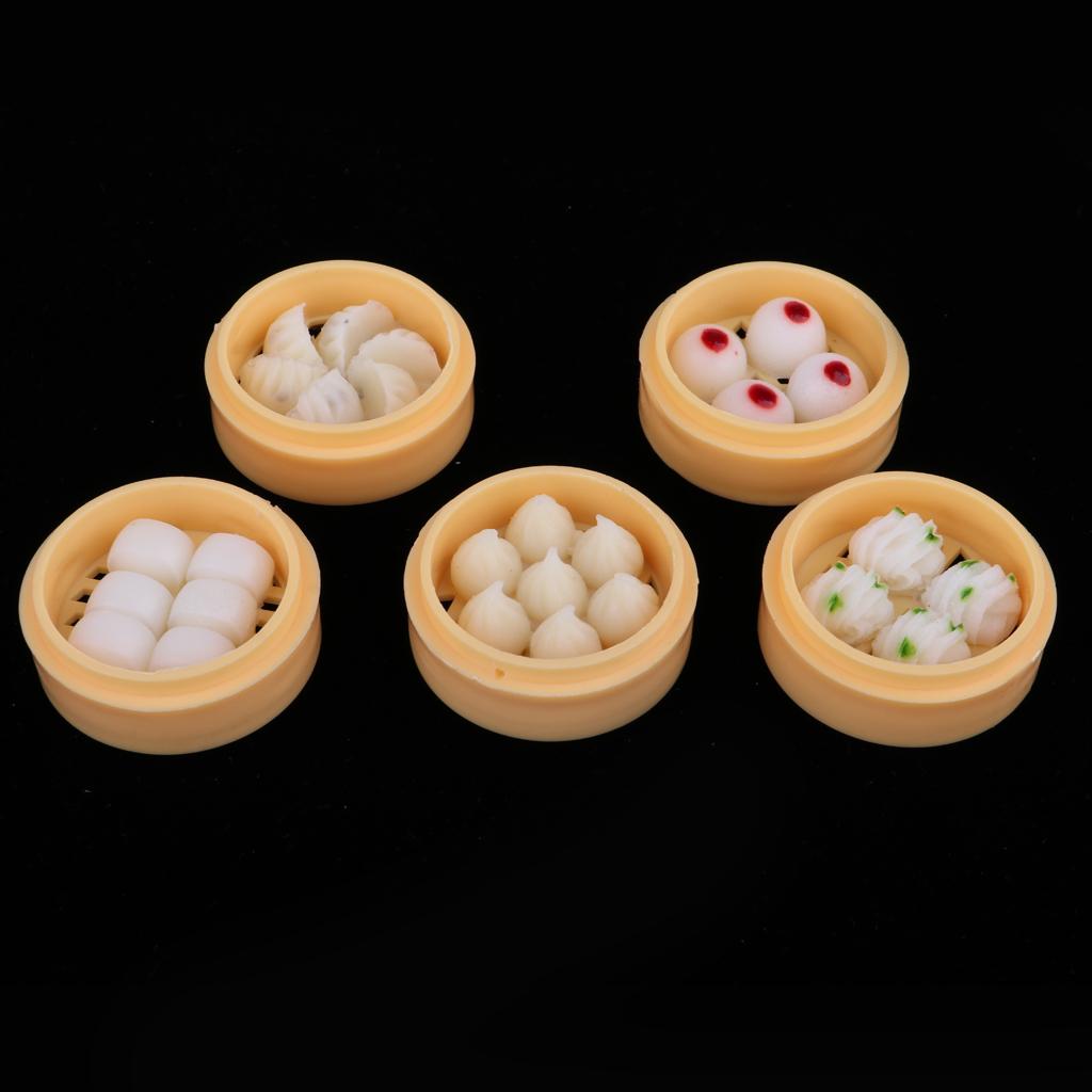 5 Set 1/12 Dollhouse Miniature Kitchen Food Set Steamed Dumplings Dessert A