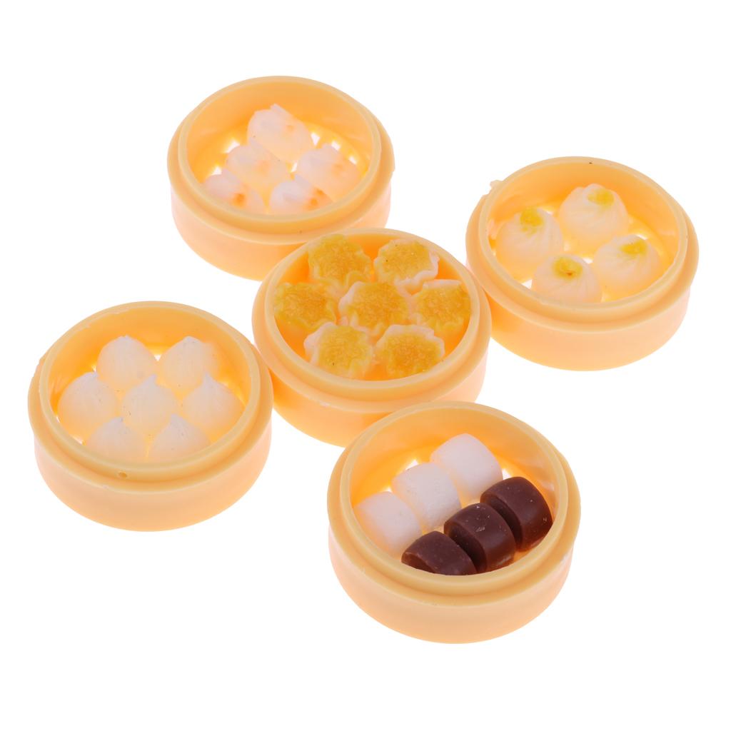 5 Set 1/12 Dollhouse Miniature Kitchen Food Set Steamed Dumplings Dessert #B