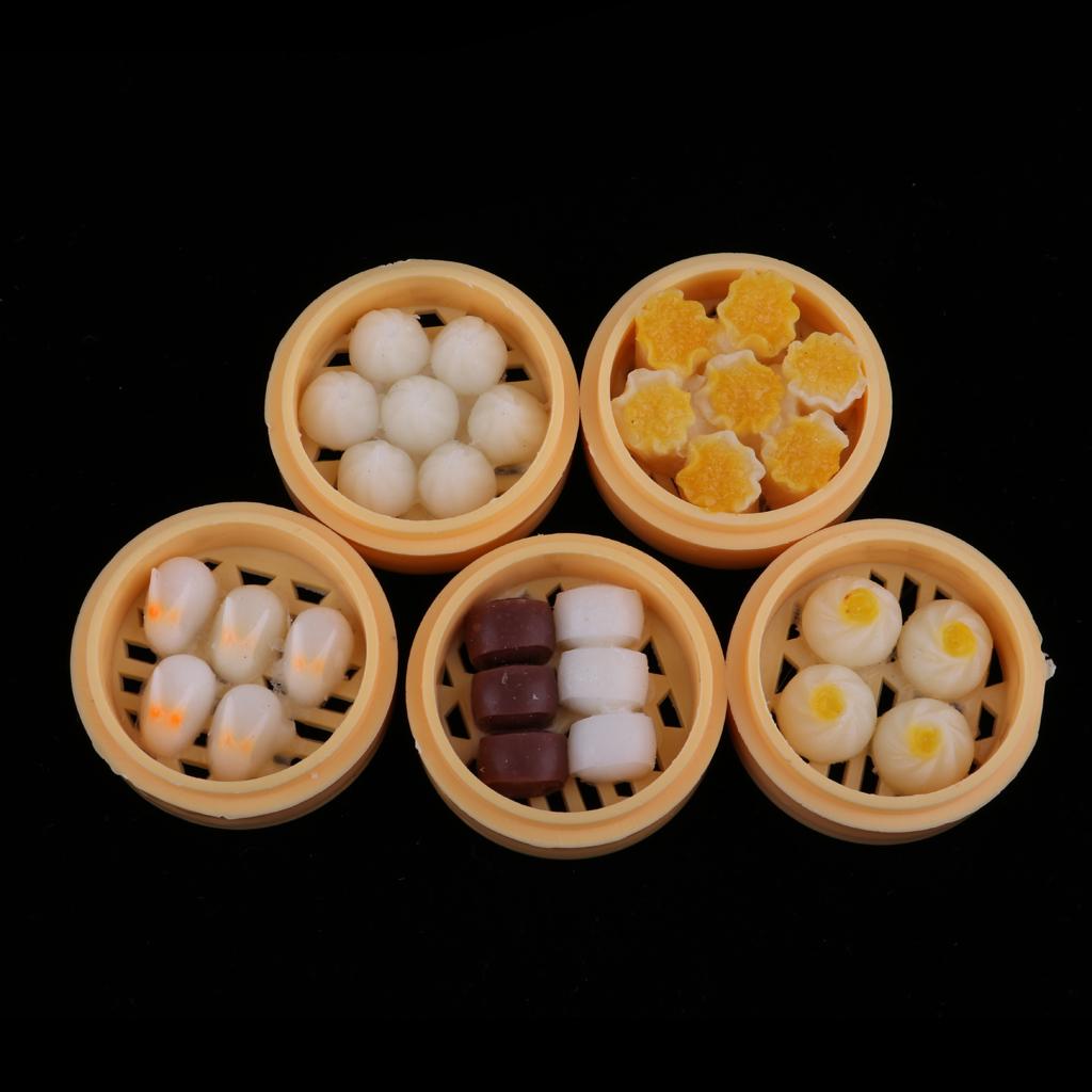 5 Set 1/12 Dollhouse Miniature Kitchen Food Set Steamed Dumplings Dessert #B