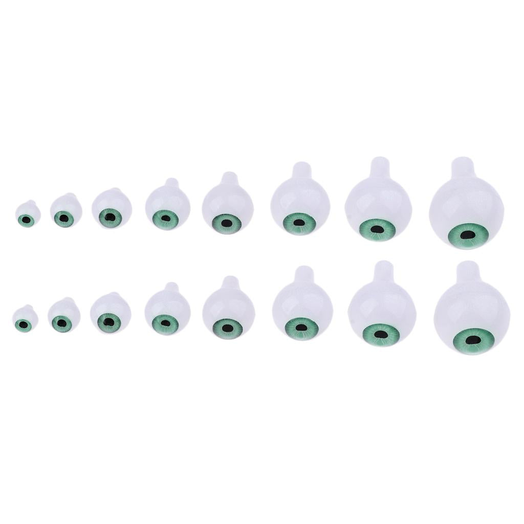 8 Pairs Oval Hollow Plastic Eyes Green Eyeball For Dolls DIY Halloween Props