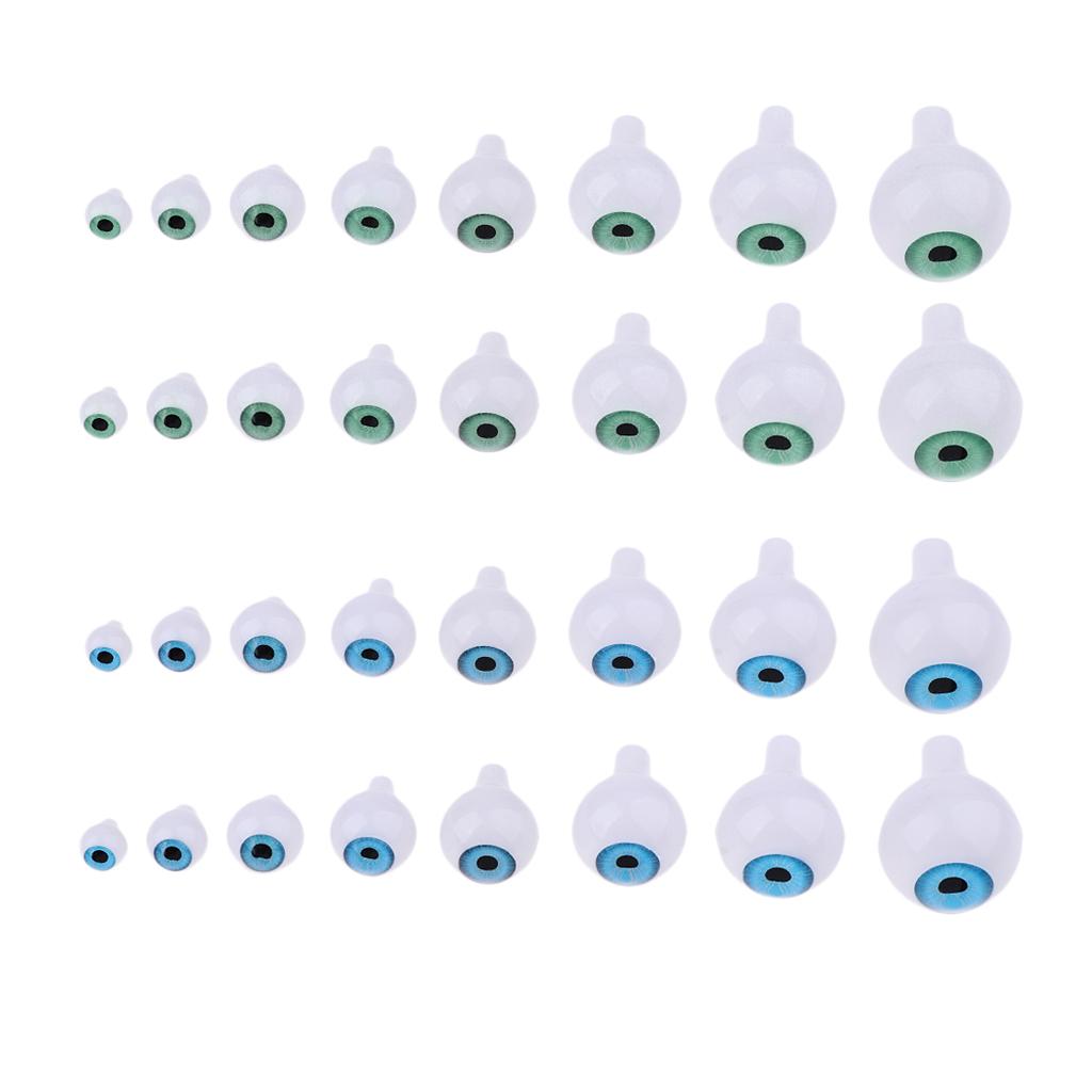 8 Pairs Oval Hollow Plastic Eyes Green Eyeball For Dolls DIY Halloween Props