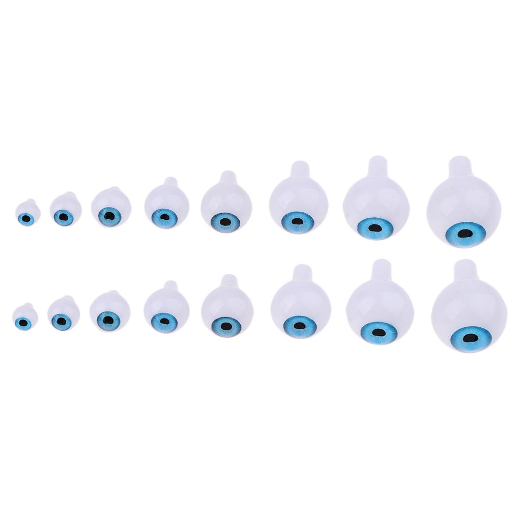 16Pieces Oval Hollow Plastic Eyes Blue Eyeball For Dolls DIY Halloween Props