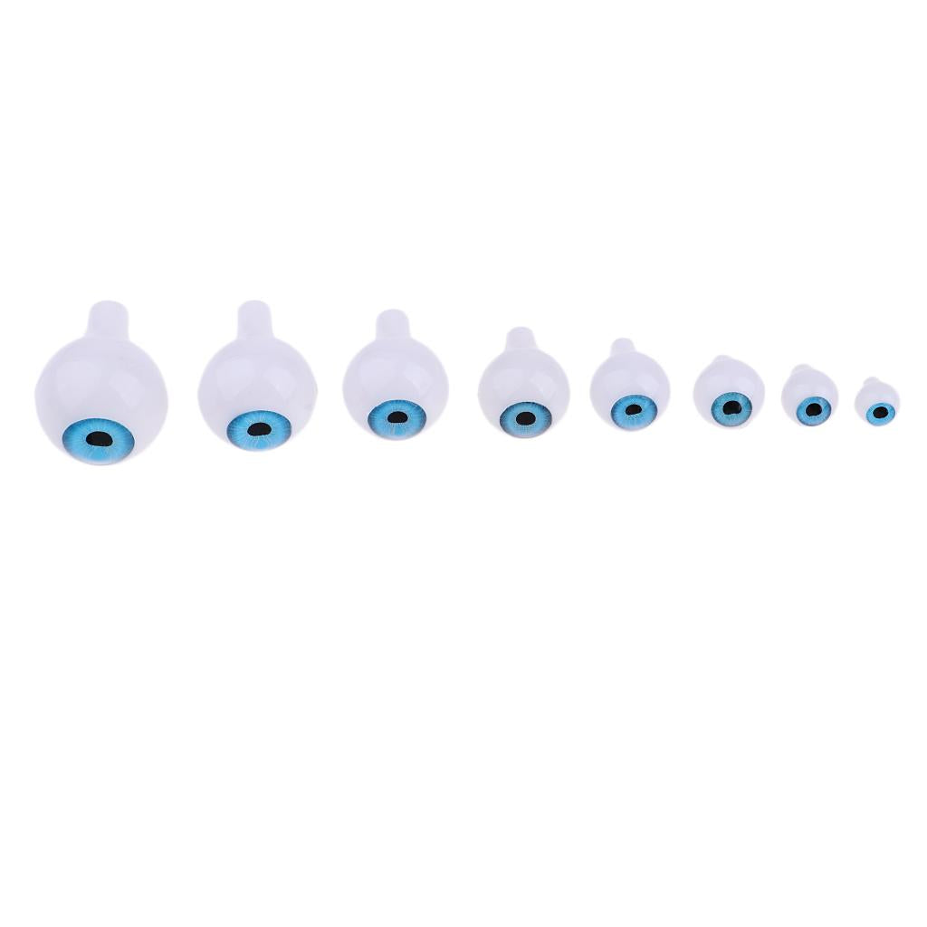16Pieces Oval Hollow Plastic Eyes Blue Eyeball For Dolls DIY Halloween Props