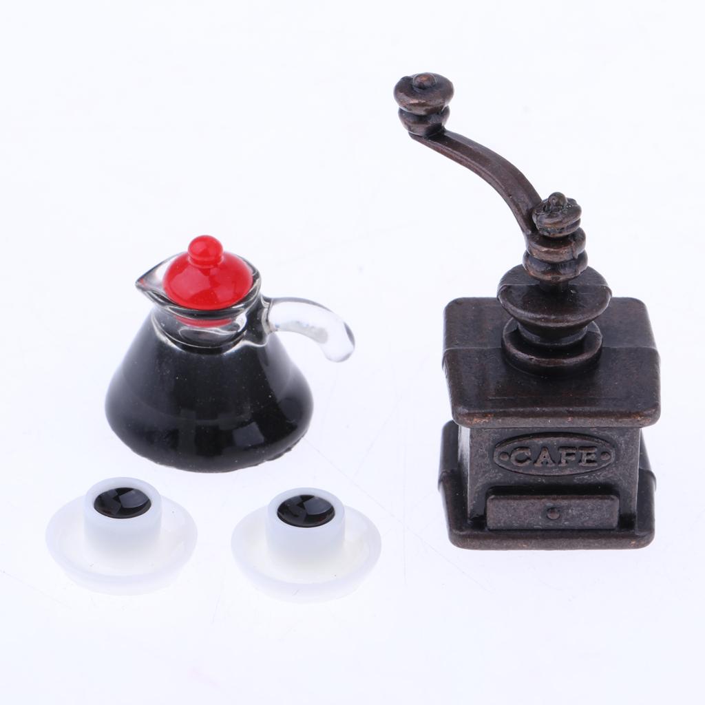 1/12 Dollhouse Miniature Decor Coffee Maker & Pot Cups Set Drink Accessories