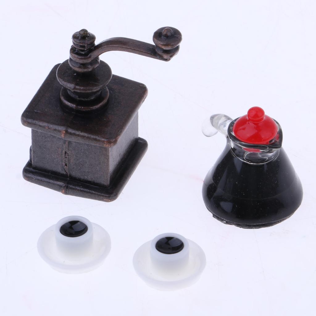 1/12 Dollhouse Miniature Decor Coffee Maker & Pot Cups Set Drink Accessories
