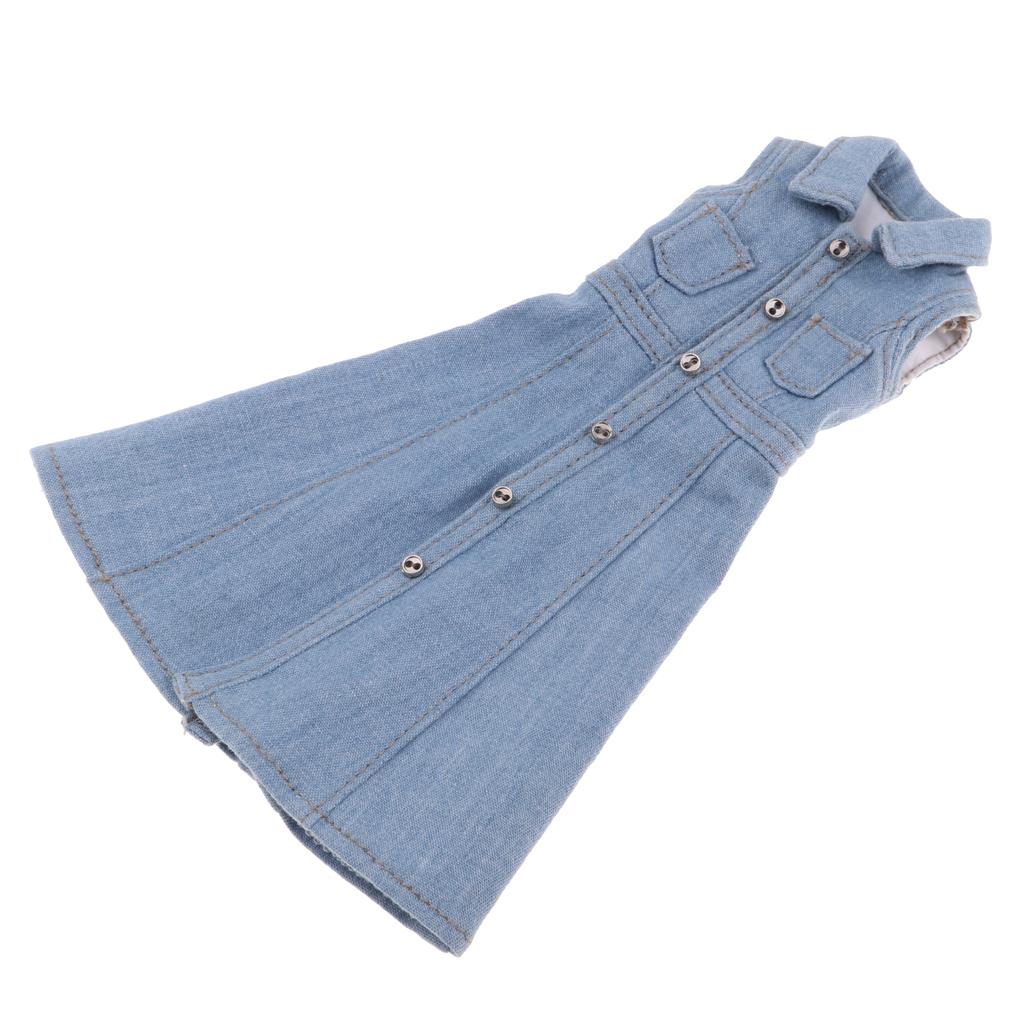 Lovely Doll Clothes Sleeveless Denim Dress for 1/6 BJD Doll Clothing Accs