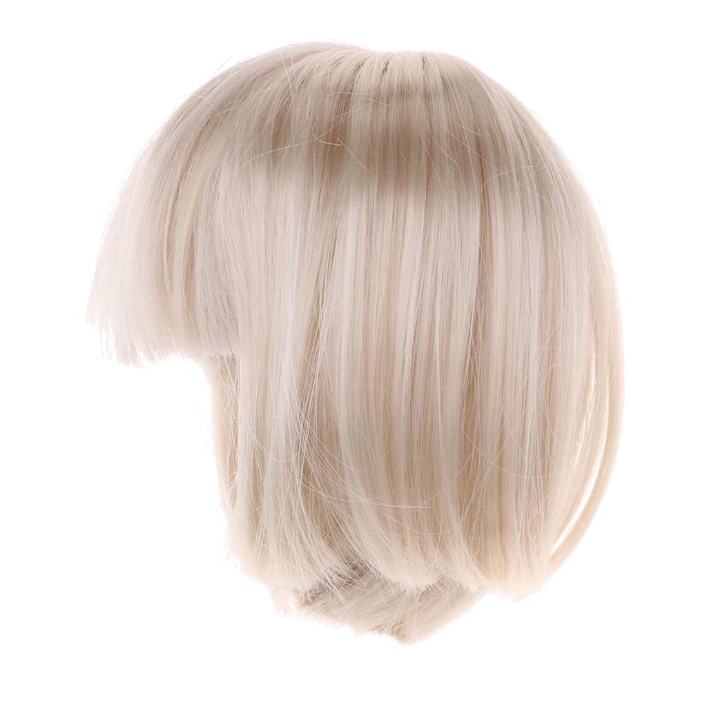 Cute Bangs Short Hair Wig Hairpiece for 1/4 Doll DIY Making Accs White