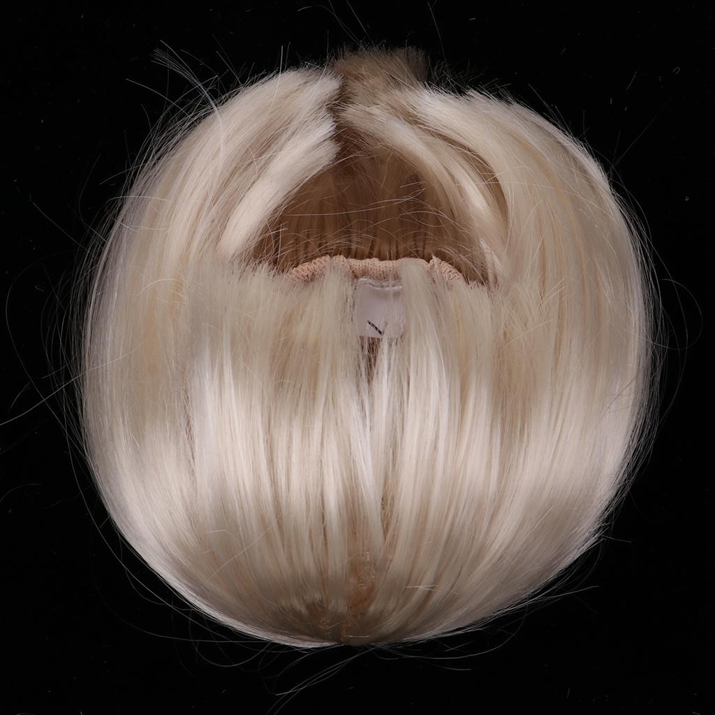 Cute Bangs Short Hair Wig Hairpiece for 1/4 Doll DIY Making Accs White
