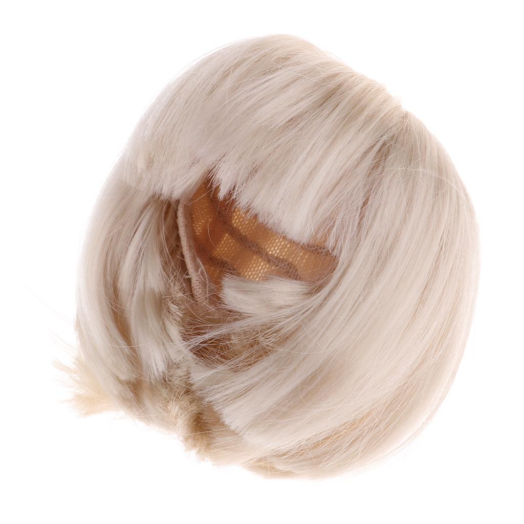 Cute Bangs Short Hair Wig Hairpiece for 1/4 Doll DIY Making Accs White