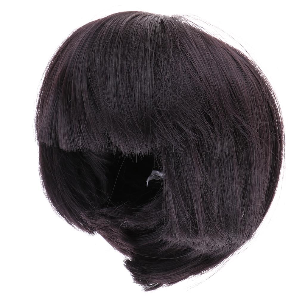Cute Bangs Short Hair Hairpiece for Doll DIY Making Accs Black Brown