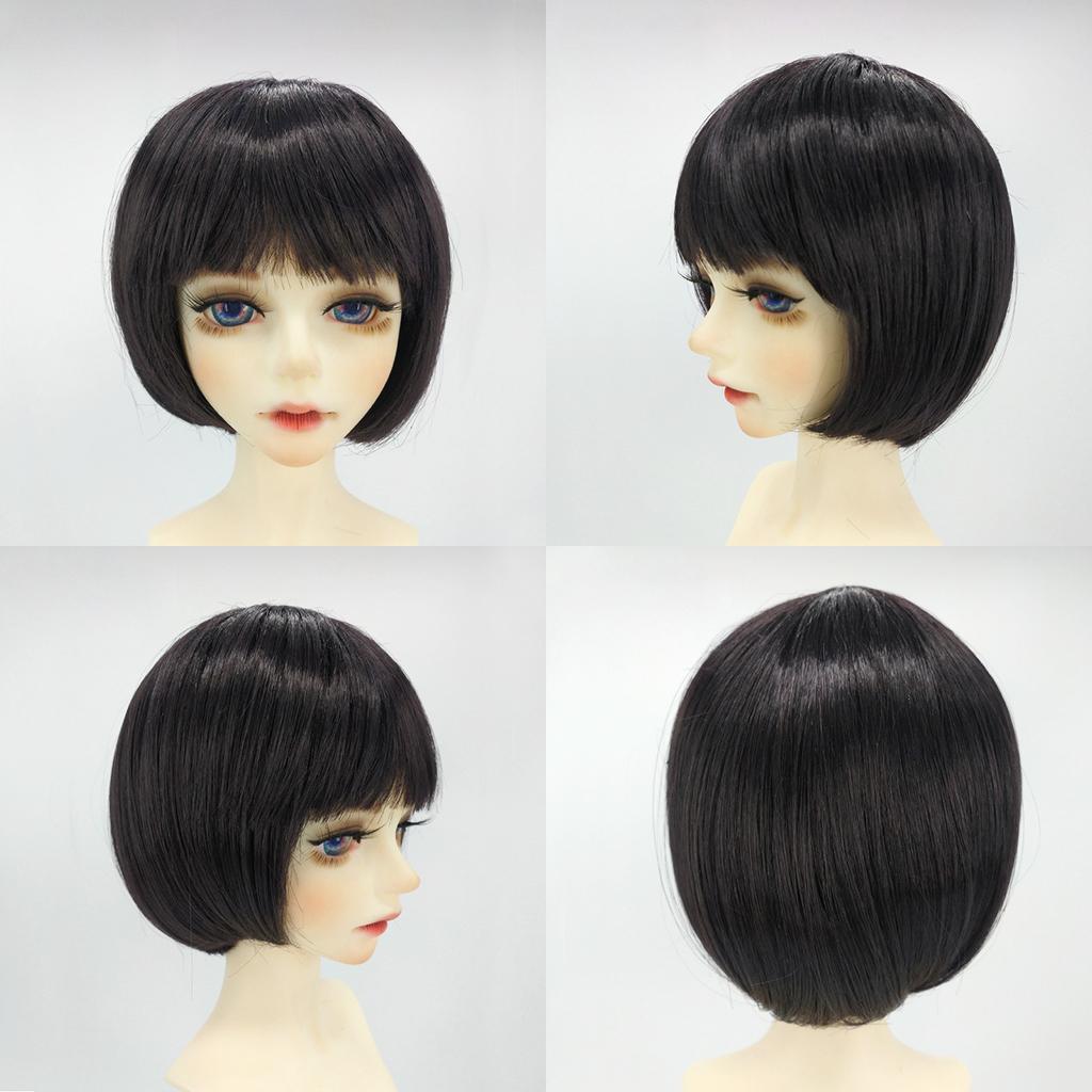 Cute Bangs Short Hair Hairpiece for Doll DIY Making Accs Black Brown