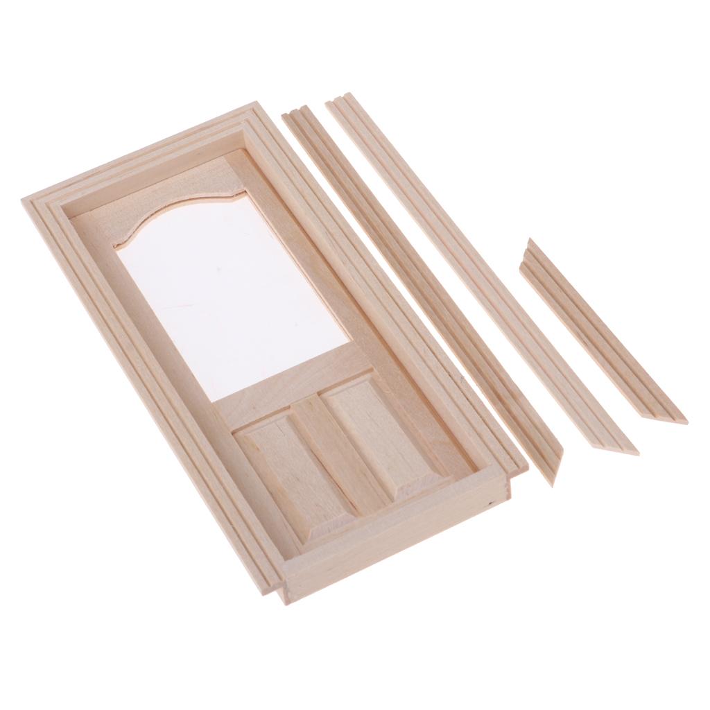1/12 Dollhouse Miniature Wooden External Single Door Unpainted DIY Accessory