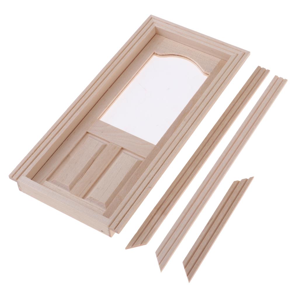 1/12 Dollhouse Miniature Wooden External Single Door Unpainted DIY Accessory