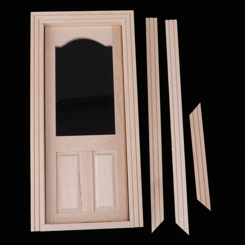 1/12 Dollhouse Miniature Wooden External Single Door Unpainted DIY Accessory