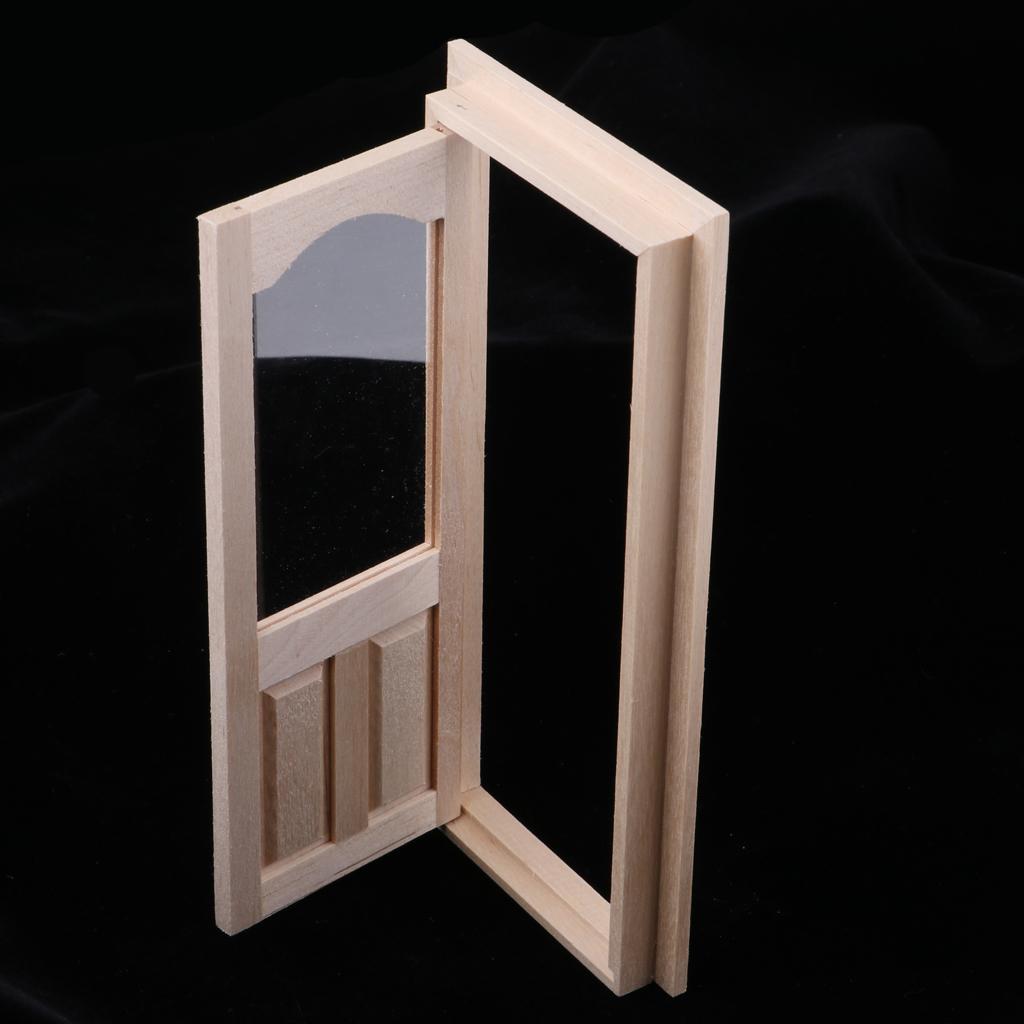 1/12 Dollhouse Miniature Wooden External Single Door Unpainted DIY Accessory