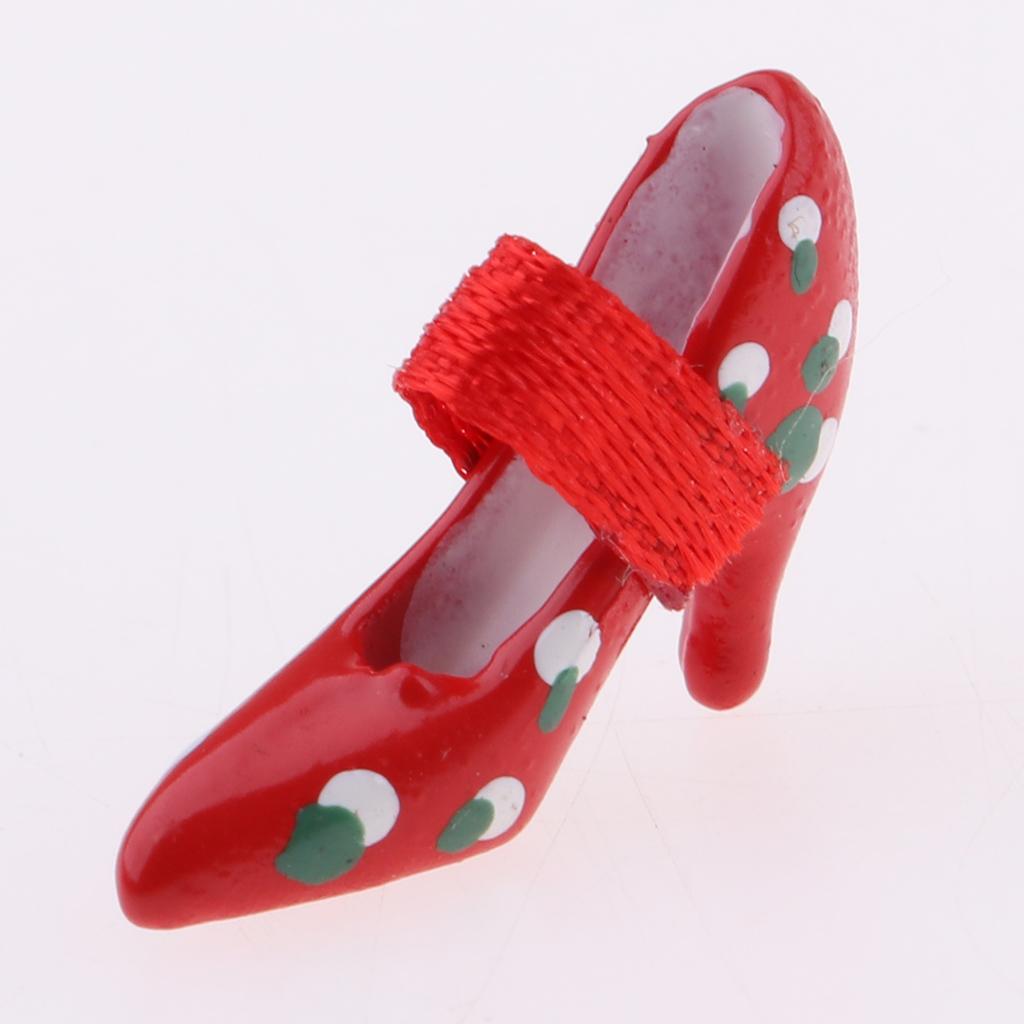 Pair of 1/12 Dollhouse Miniature High Heel Shoes Sandals Clothes Accessories