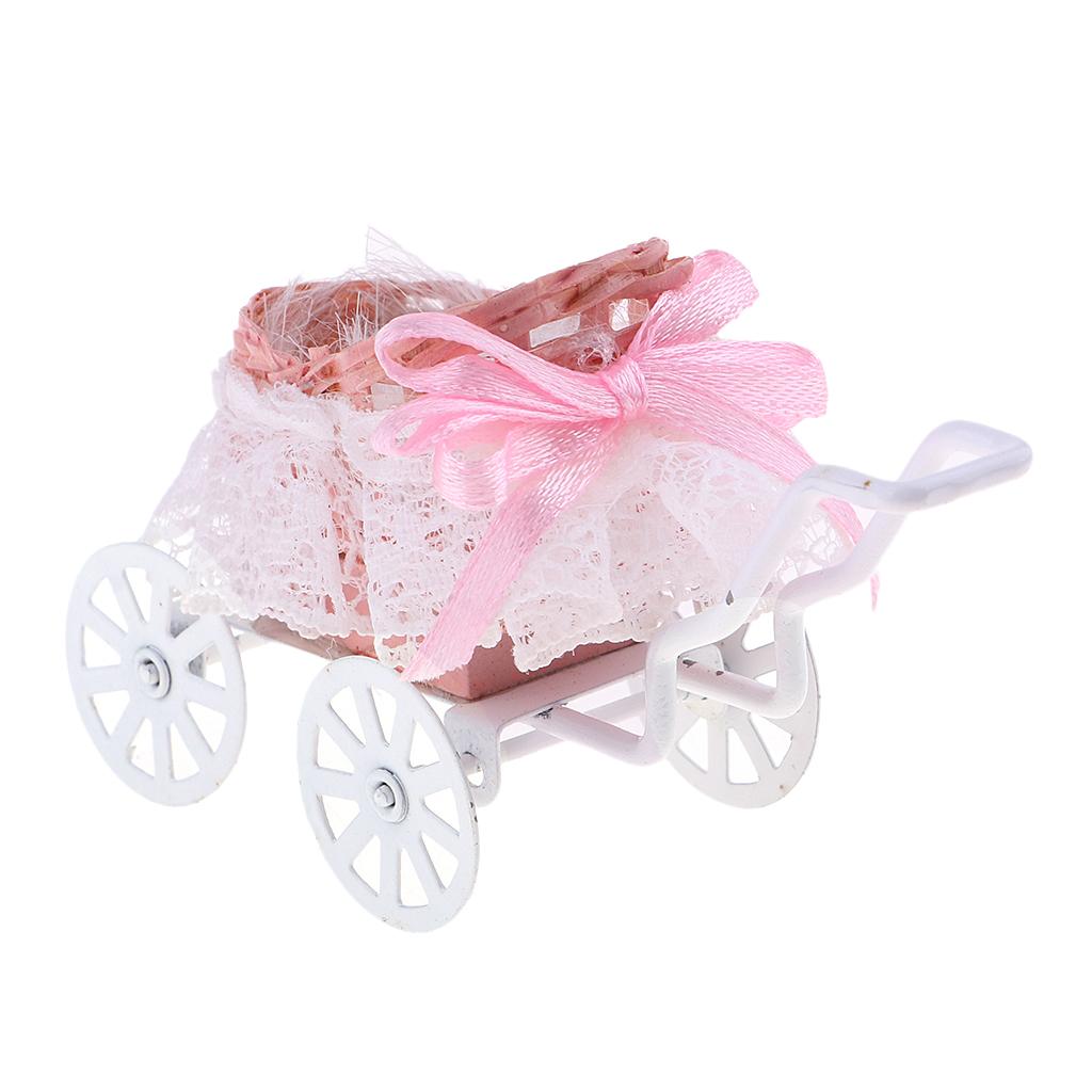 Mini Alloy Baby Push Cart Pushchair 1/12 Dollhouse Miniatures Kids Toys