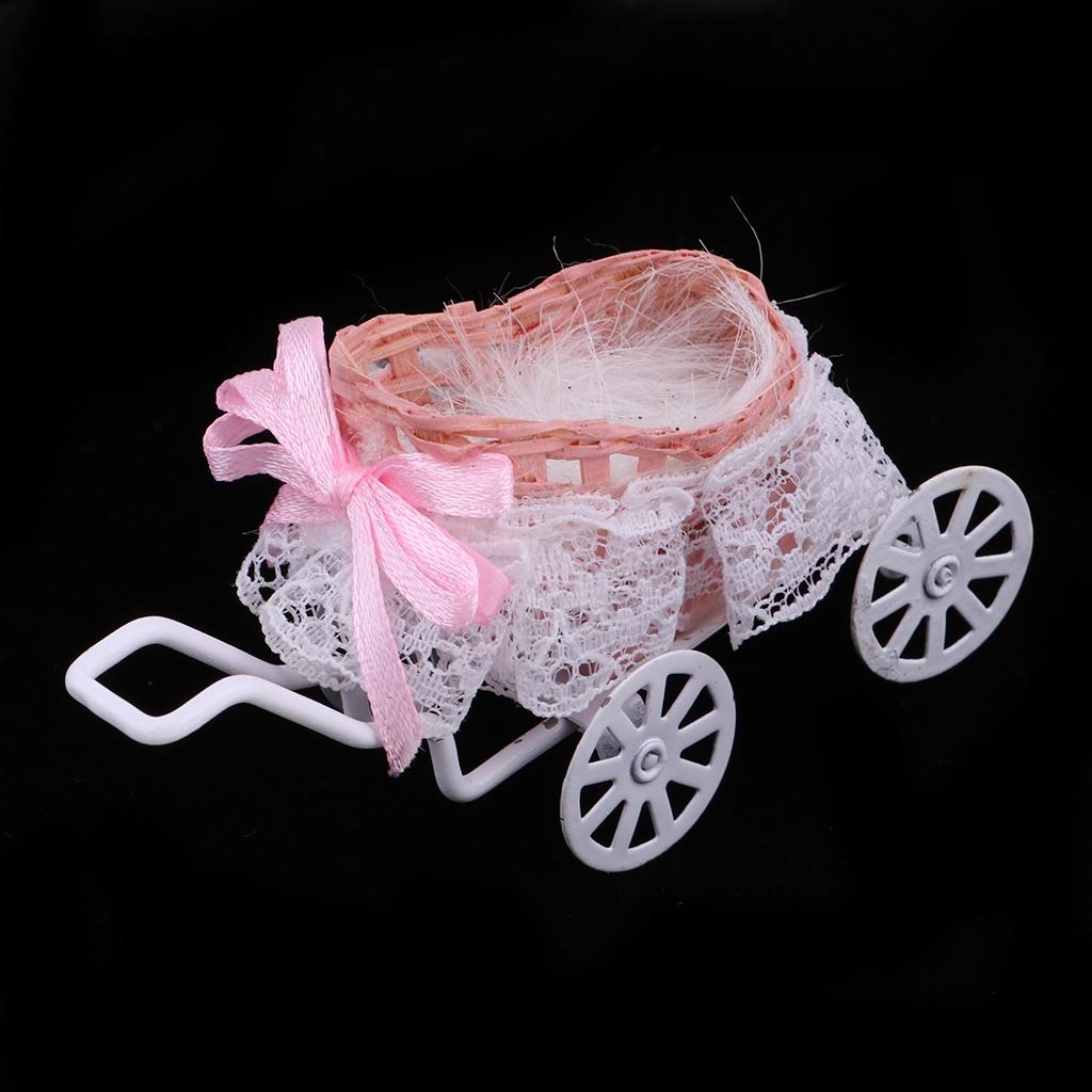 Mini Alloy Baby Push Cart Pushchair 1/12 Dollhouse Miniatures Kids Toys