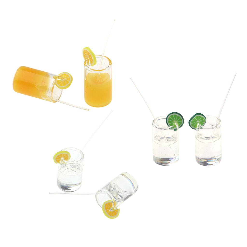 10pcs 1/12 Dollhouse Miniatures Yellow Lemon Water Cups Table Decoration