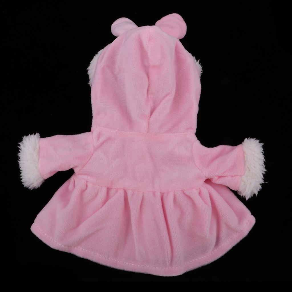 Plush Rabbit Ears Hat Overcoat for Mellchan Baby Doll Clothes Accessory Pink