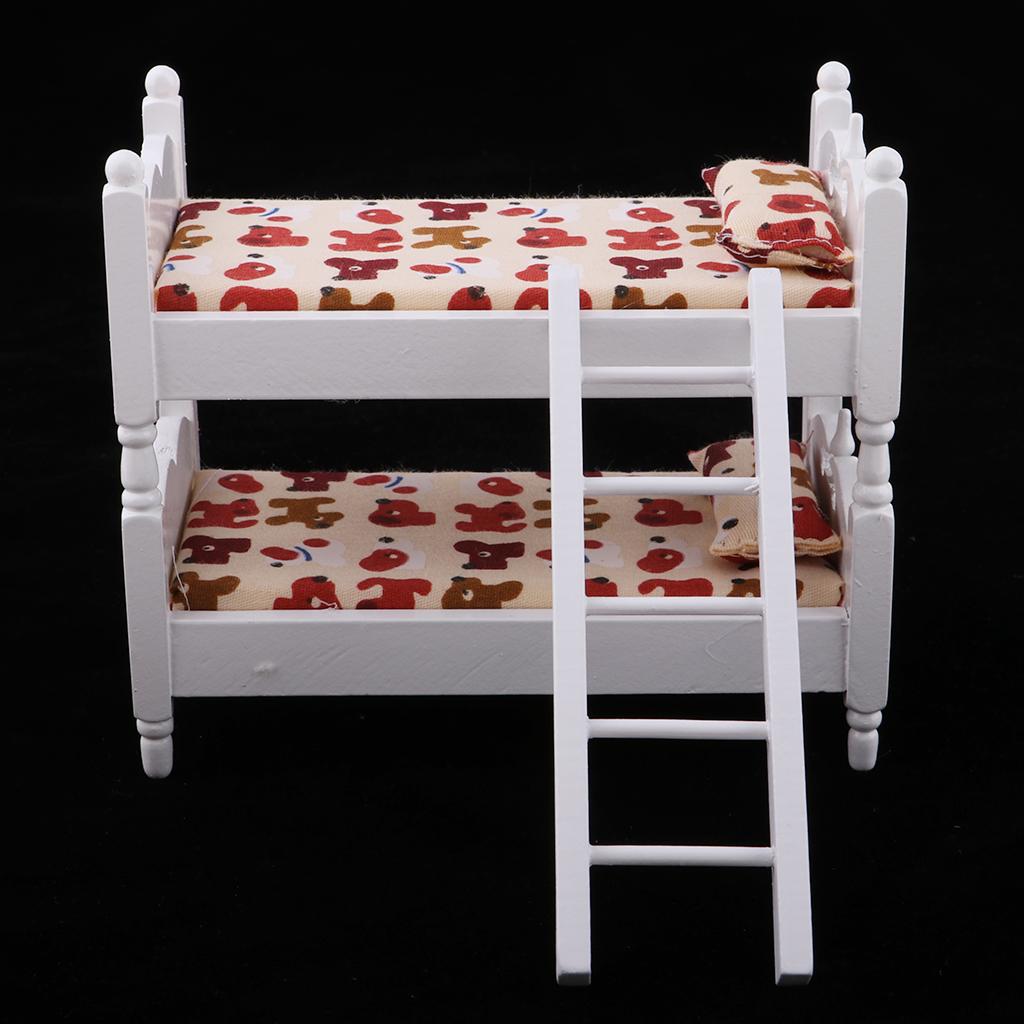 1/12 Scale Dollhouse Miniature Kids Bedroom Furniture Bunk Bed Dachshund