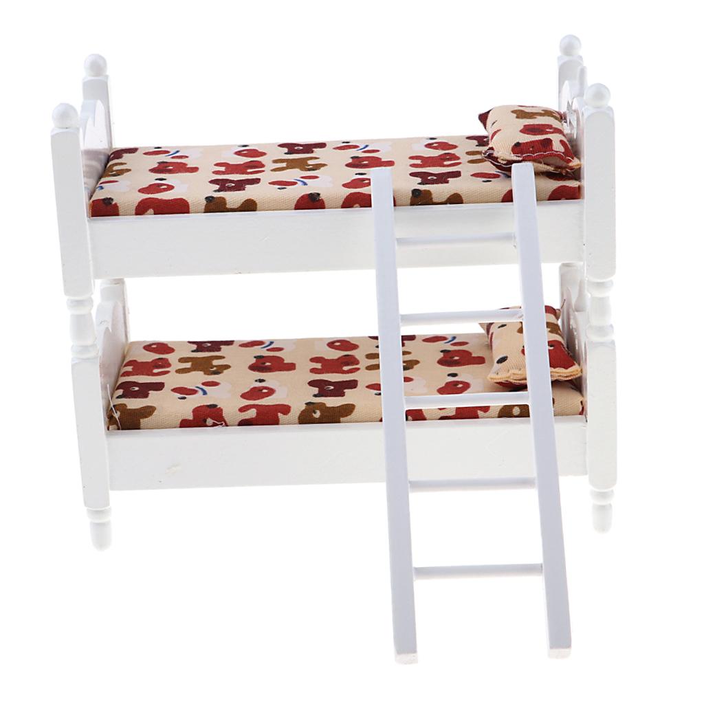 1/12 Scale Dollhouse Miniature Kids Bedroom Furniture Bunk Bed Dachshund