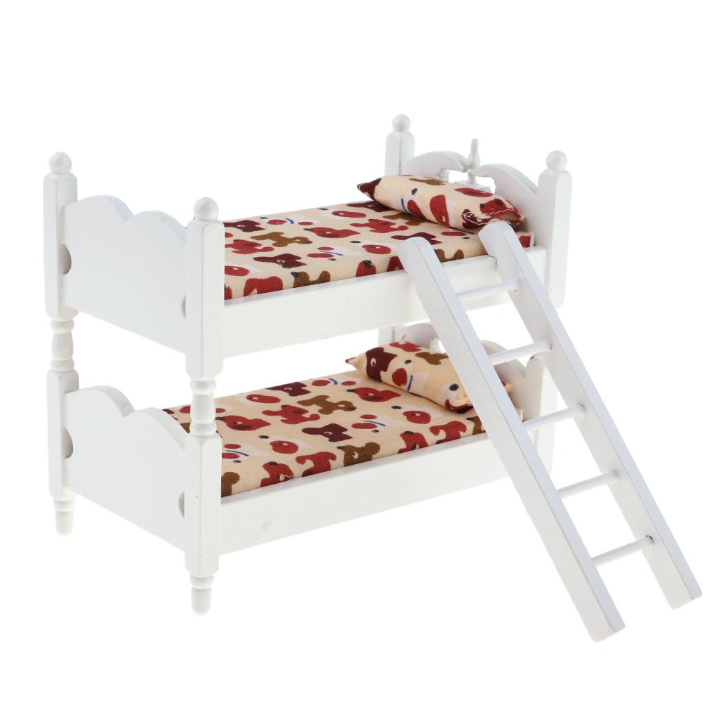 1/12 Scale Dollhouse Miniature Kids Bedroom Furniture Bunk Bed Dachshund