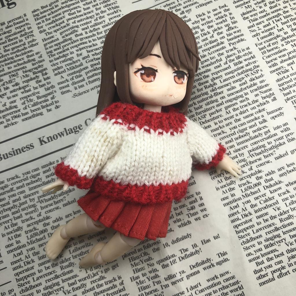 New Clothes Sweater For OB11 Mini Blythe Doll Knitted Woven Tops Burgundy