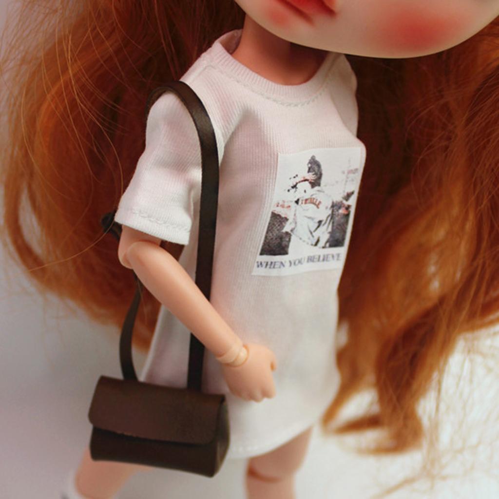 Fashion Printing T-Shirt Outfit for 1/6 Blythe Doll Dress Up Accessory White