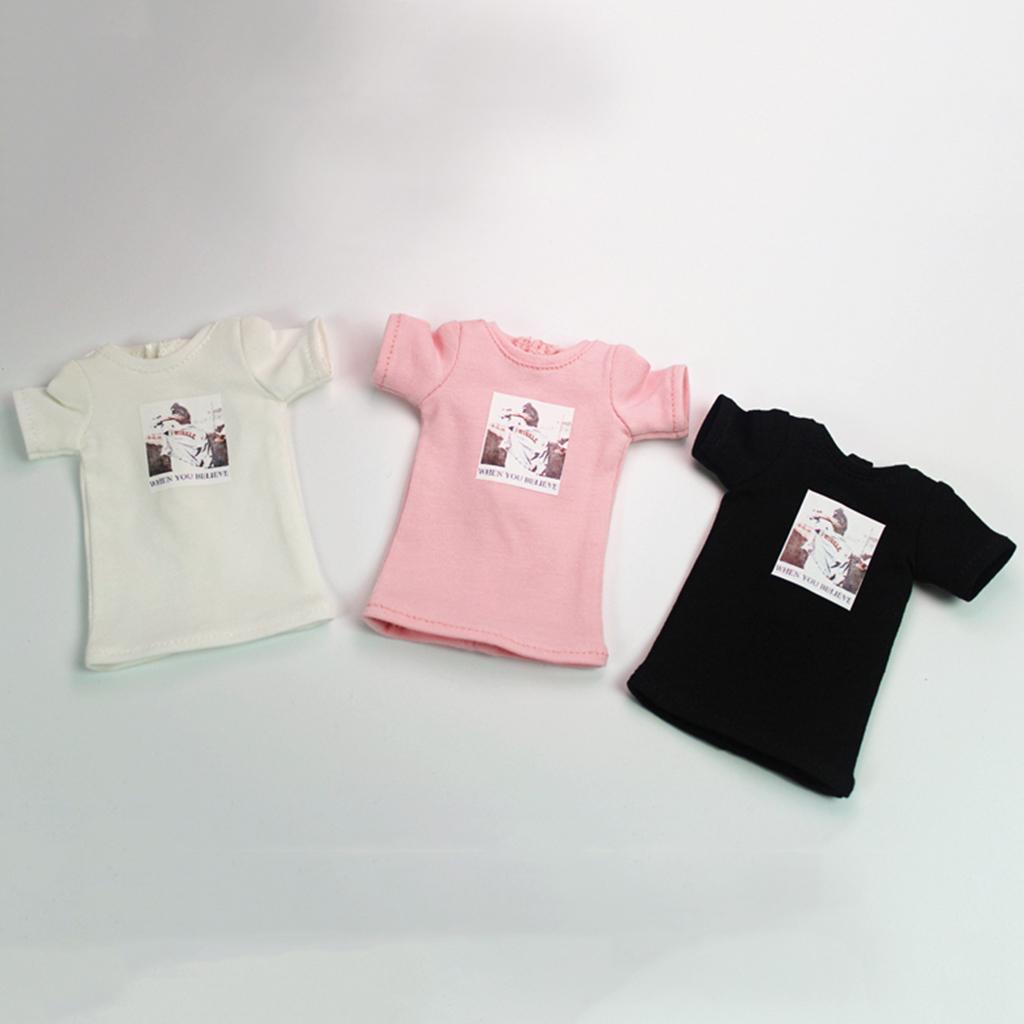 Fashion Printing T-Shirt Outfit for 1/6 Blythe Doll Dress Up Accessory White