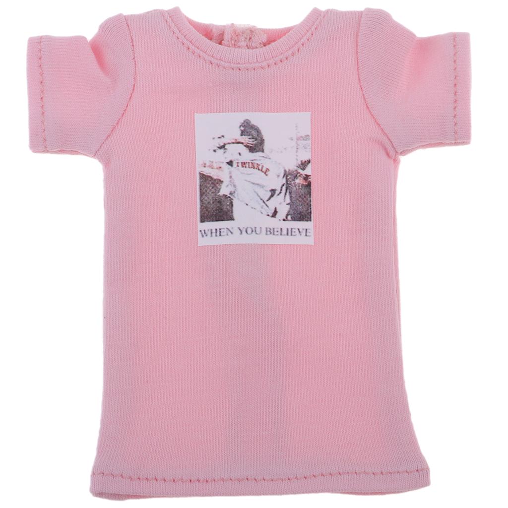 Fashion Printing T-Shirt Outfit for 1/6 Blythe Doll Dress Up Accessory Pink