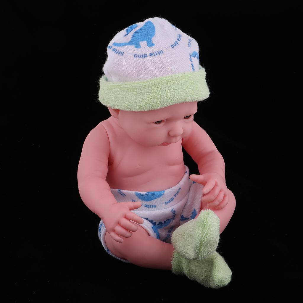 25cm Soft Vinyl Realistic Infant Newborn Baby Doll Kids Toy in Green Clothes