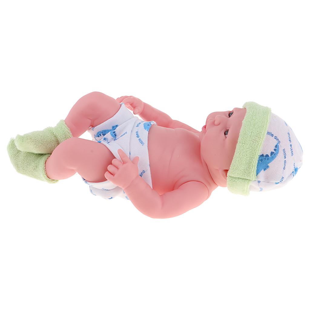 25cm Soft Vinyl Realistic Infant Newborn Baby Doll Kids Toy in Green Clothes