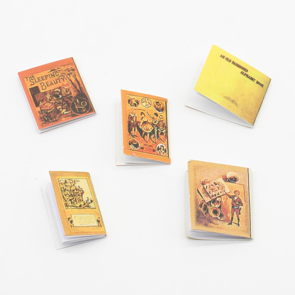 5 Pieces 1/12 Dollhouse Miniature Page-turning Books Room Bookshelf Decor