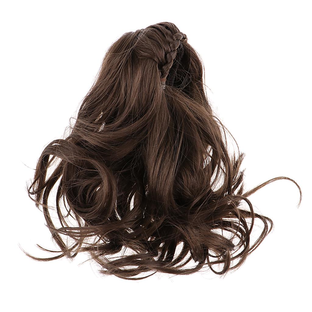 Big Wavy Curls Long Hairpiece Wig With Bangs For 1/6 BJD MSD Dolls Accessory