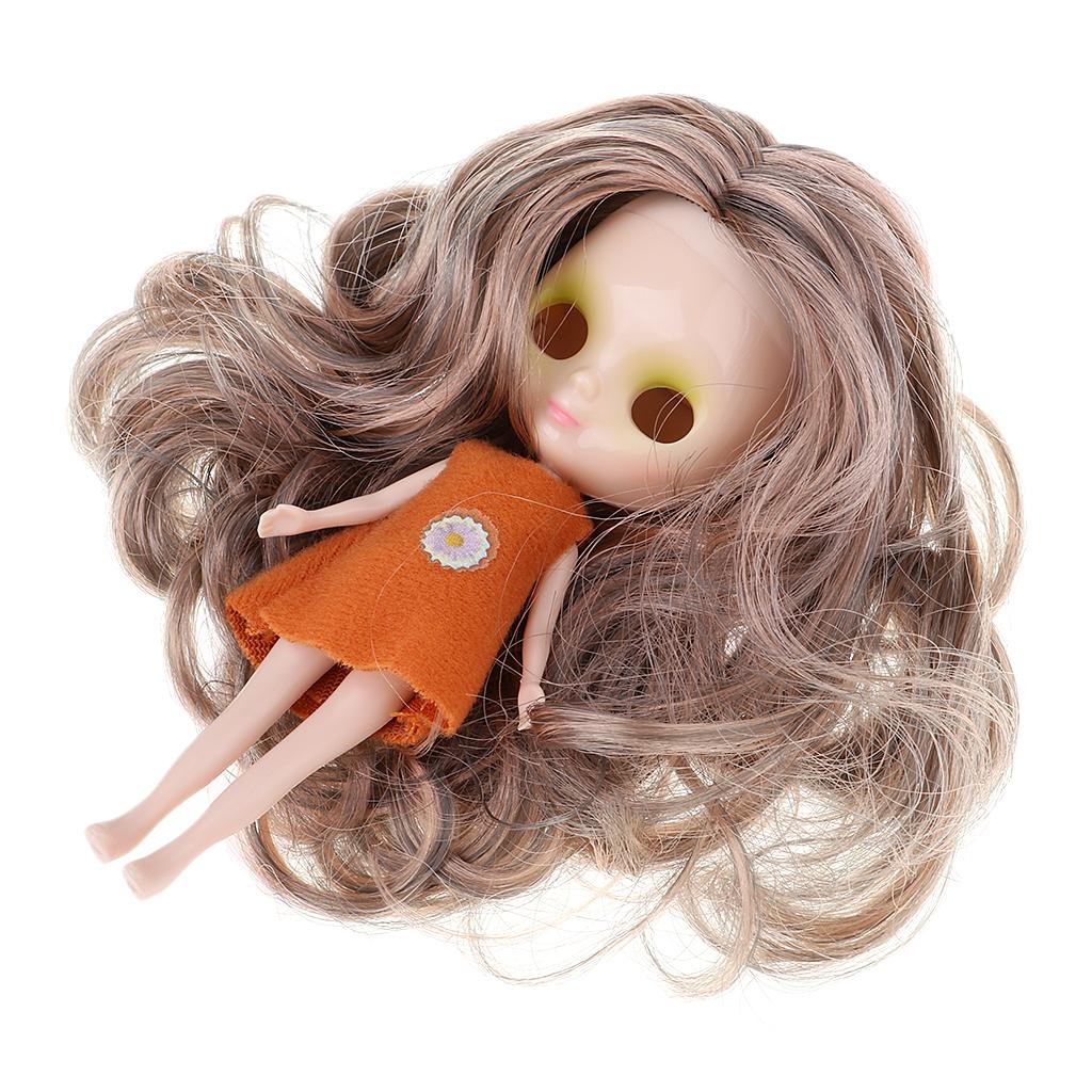 Set of Making Parts Makeup Faceplate Doll Body And Curly Wig For Mini Blythe