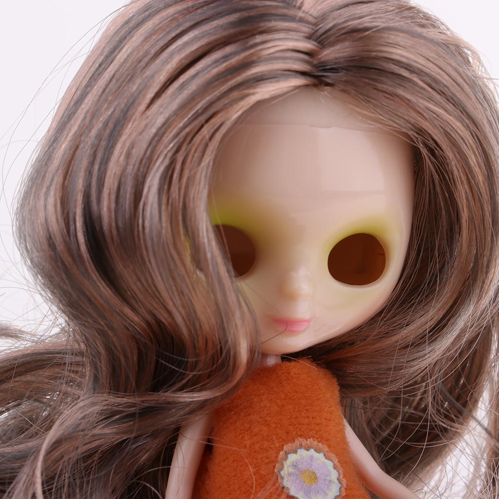 Set of Making Parts Makeup Faceplate Doll Body And Curly Wig For Mini Blythe