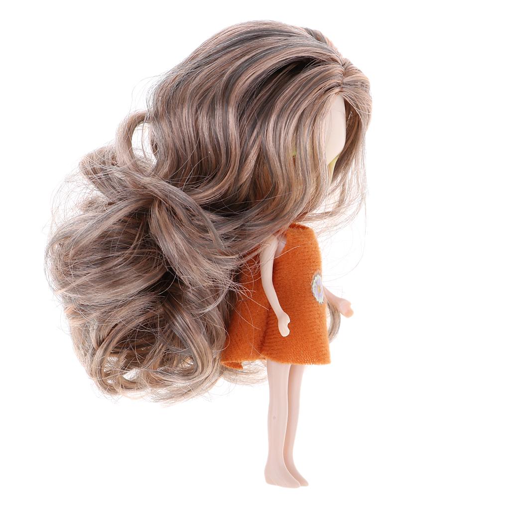 Set of Making Parts Makeup Faceplate Doll Body And Curly Wig For Mini Blythe