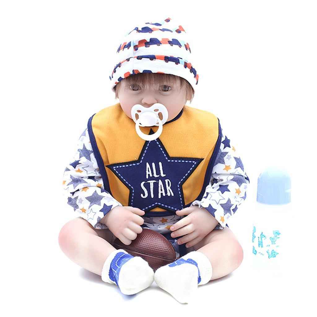 Star Printed Rompers Bib Socks Suit for 20"-22" Reborn Baby Boy Doll Clothes