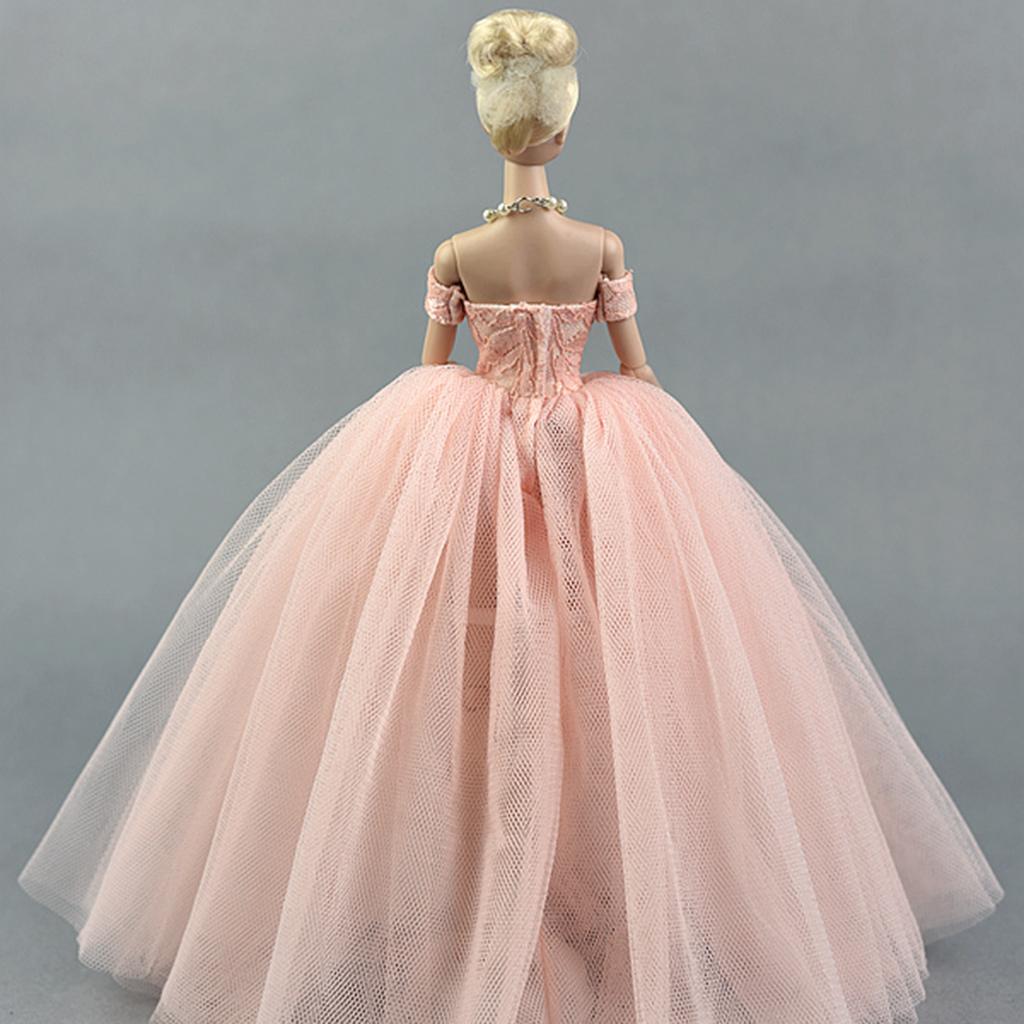 Fashion Strapless Wedding Dress Princess Skirt for 1/6 Doll Accs Pink