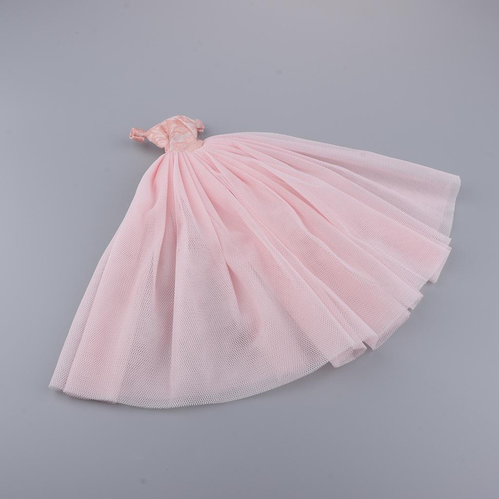 Fashion Strapless Wedding Dress Princess Skirt for 1/6 Doll Accs Pink
