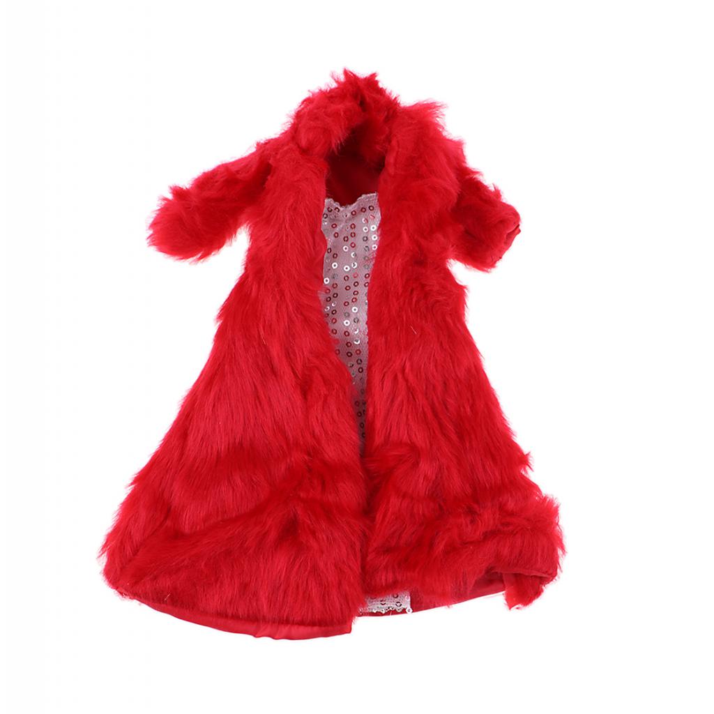 Fashion Long Plush Coat with Tube Dress for 1/6 Doll Winter Clothes Accs