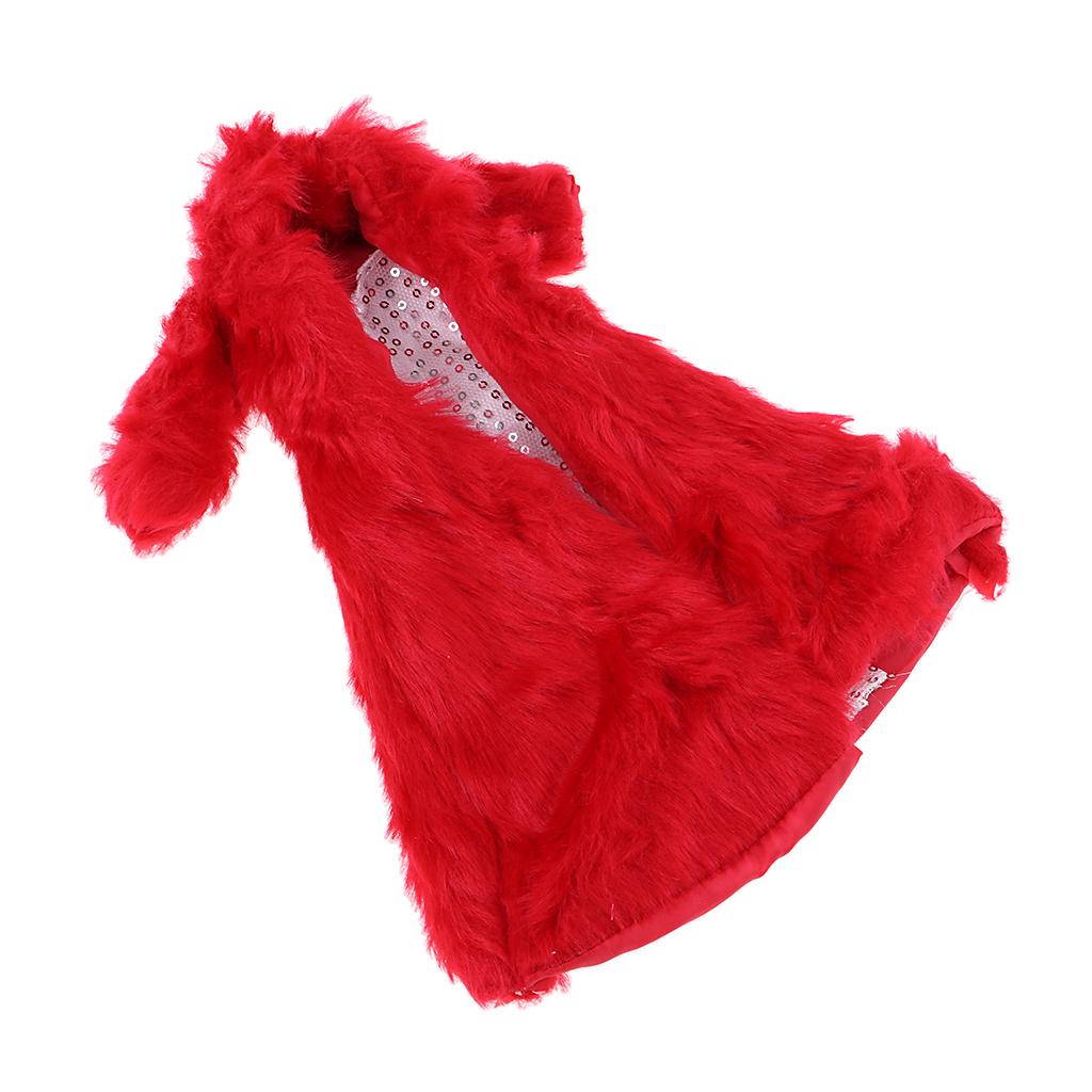 Fashion Long Plush Coat with Tube Dress for 1/6 Doll Winter Clothes Accs
