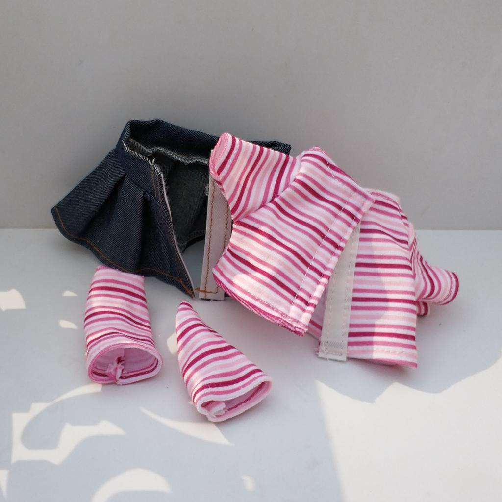 Adorable Tee Denim Miniskirt Sock Costume Set For MellChan Newborn Baby Doll
