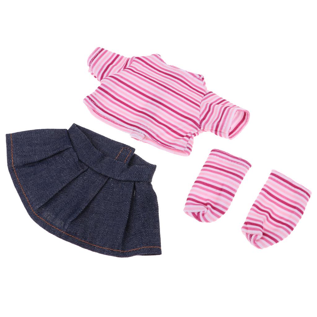 Adorable Tee Denim Miniskirt Sock Costume Set For MellChan Newborn Baby Doll
