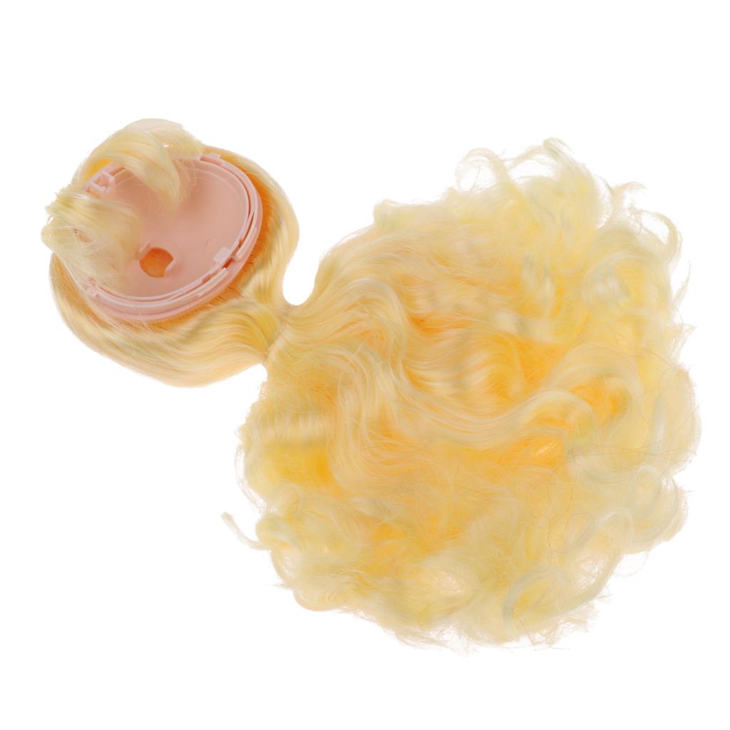 Doll Wig Golden Long Curly Hair With Head Scalp Shell Kit For 12inch Blythe