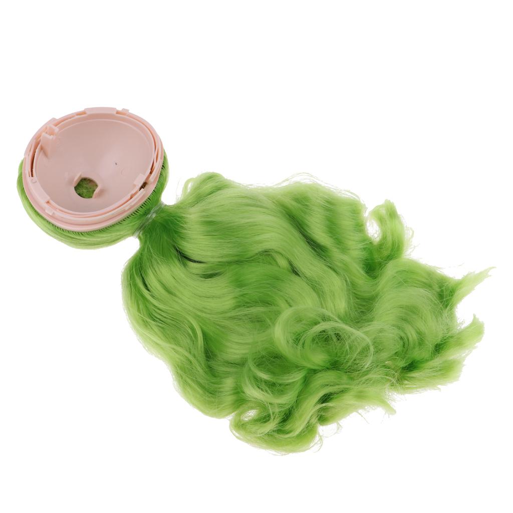 Long Curly Wig with Head Scalp Shell for 1/6 Blythe Doll DIY Accs Green
