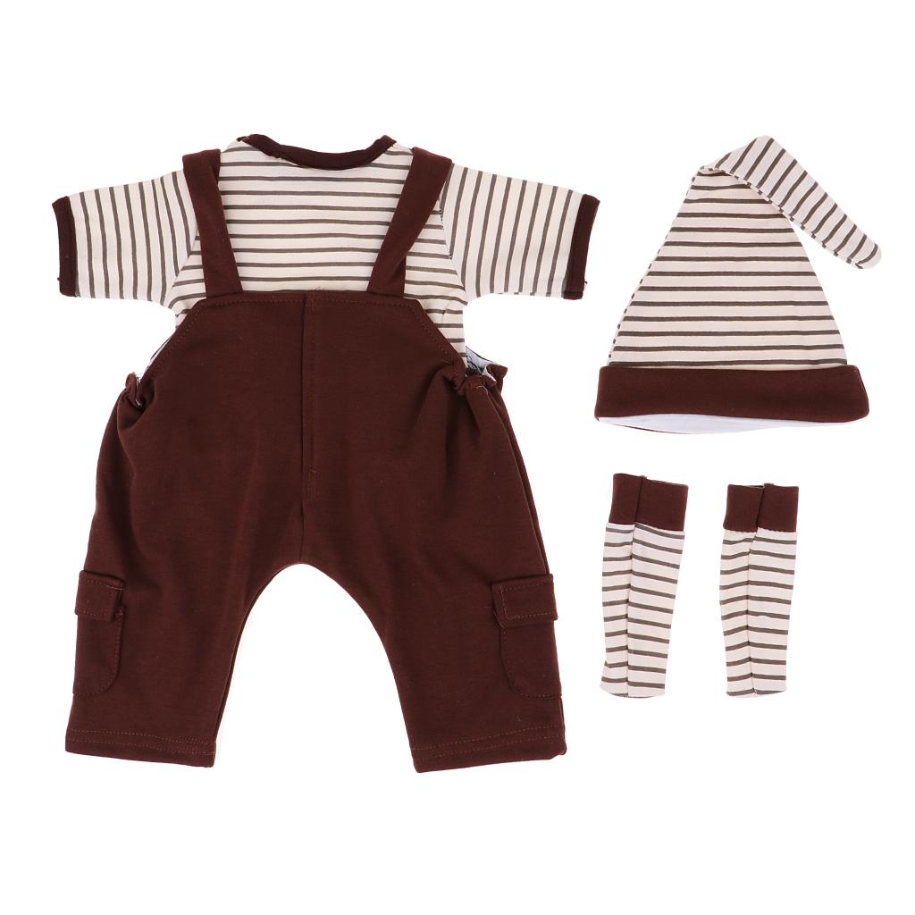 Cute Suspender Clothes Suit Brown for 22-23inch Reborn Doll Outfit Accessory