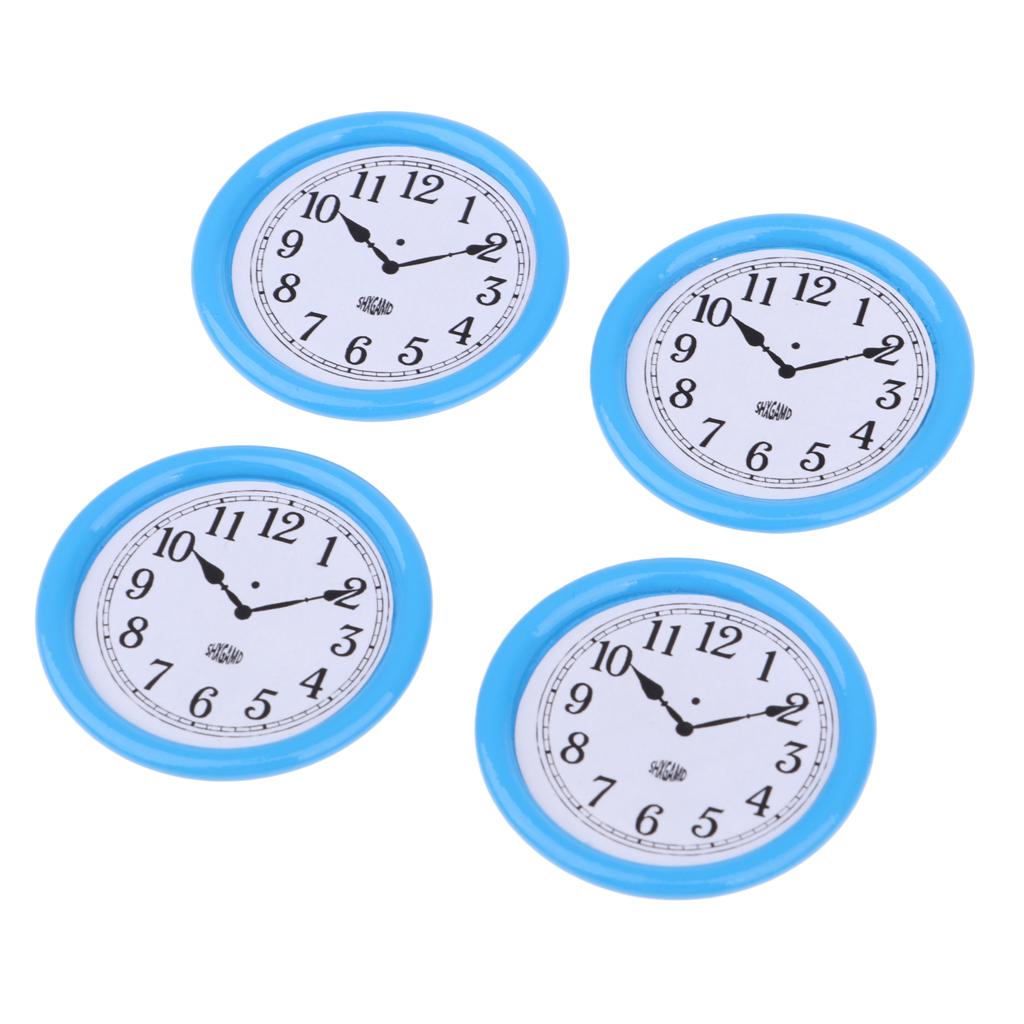 4pcs 1:12 Scale Dolls House Miniature Furniture Resin Clock Decoration