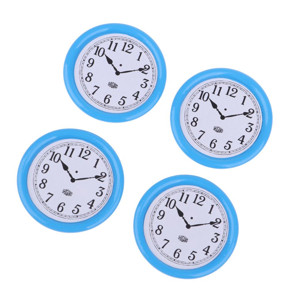 4pcs 1:12 Scale Dolls House Miniature Furniture Resin Clock Decoration